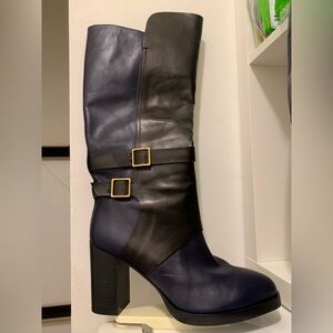 Tod's Black and Blue Heeled Boots